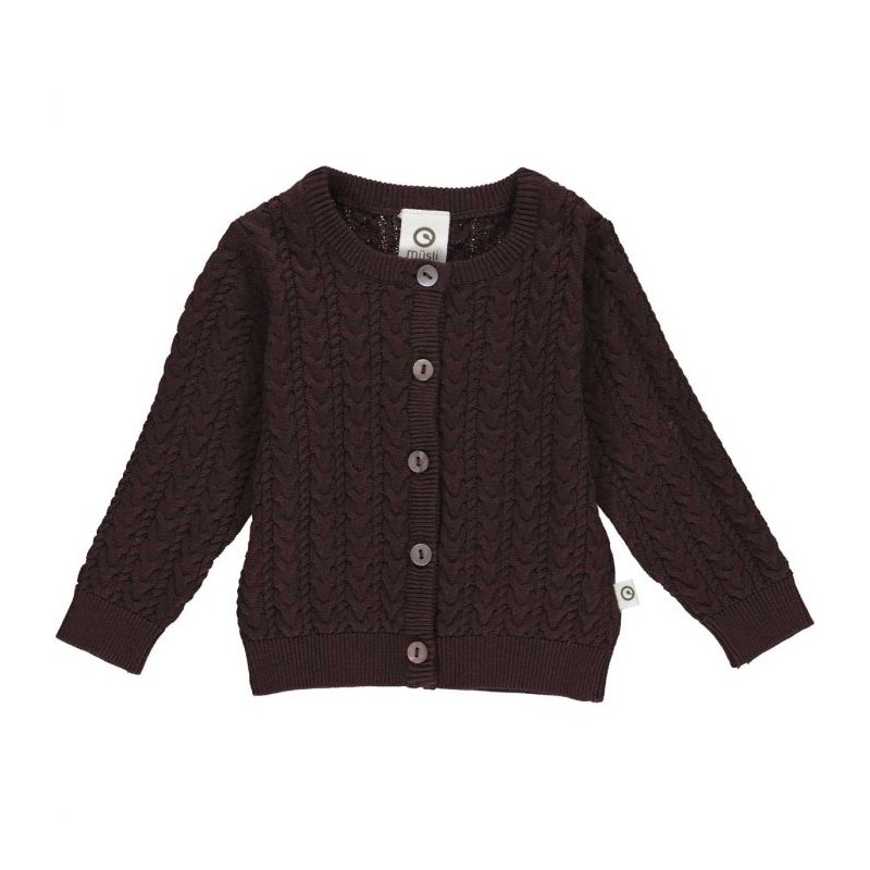 MÜSLI KNIT cardigan in cableknit, Coffee