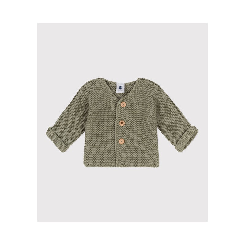 PETIT BATEAU Cardigan tricot, kaki