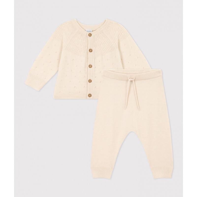 PETIT BATEAU Ensemble 2 pièces en tricot, beige