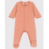 PETIT BATEAU Pyjama bébé cœur en velours, Sienna/Marshmallow