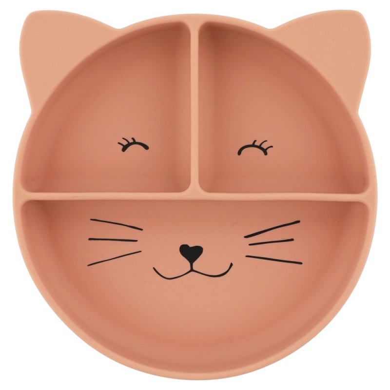 TRIXIE Assiette avec ventouse en silicone et compartiment, Mrs. Cat