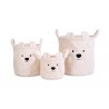 CHILDHOME Set de trois paniers Ours, Blanc